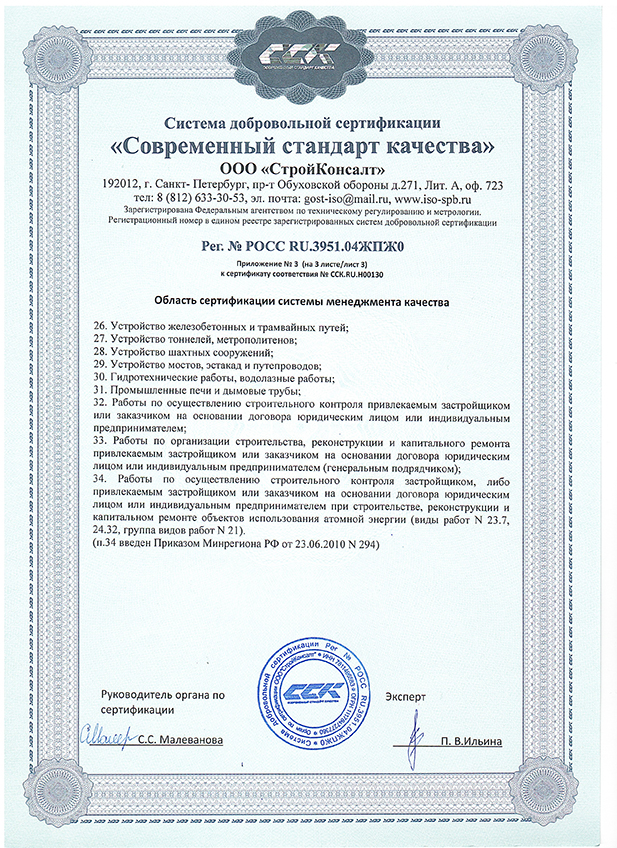 Приложение №3 к сертификату соответствия № ССК.RU.H00130